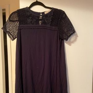 LOFT navy embroidered dress